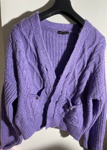 Mor Örgü Kadın Mini Hırka - Görsel 2