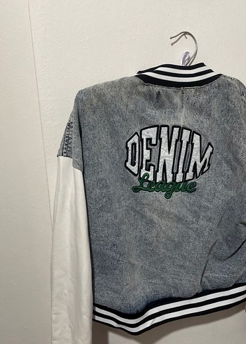 Gri Düğmeli Kadın Denim Ceket - Görsel 2