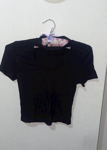 Siyah Kısa Kollu Yüksek Yakalı Kadın Gömlek - Görsel 2