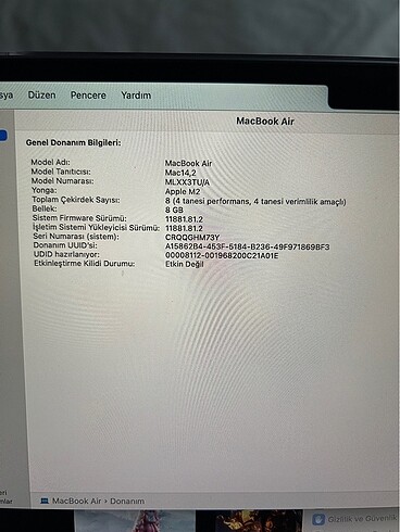 Beden Renk macbook air m2 13 inç