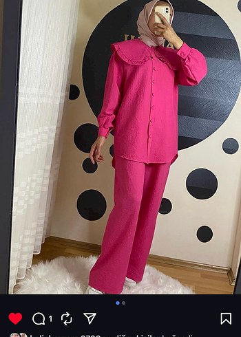 Düğmeli Pembe Kadın Oversize Takım