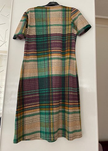 Bohem Çok Renkli Pilili Midi Elbise - Görsel 3