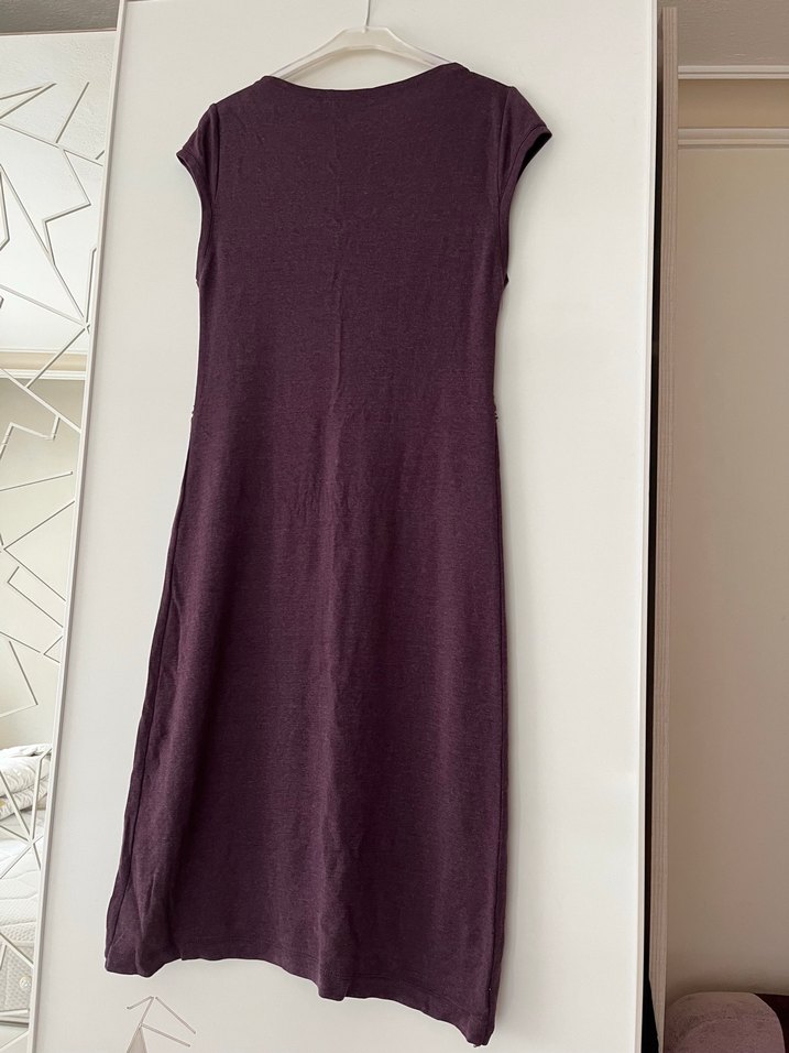 Mor Düğmeli Uzun Bohem Elbise - Görsel 3