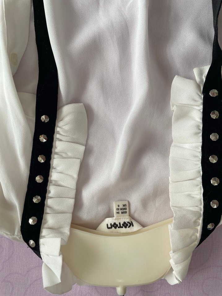 Saten Parlak Beyaz Gömlek, Düğmeli, Halter Yaka - Görsel 3