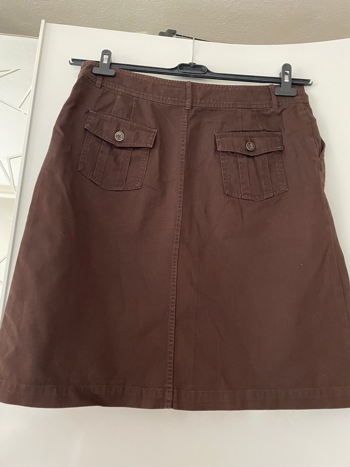 Düğmeli Kahverengi Kot Etek - Görsel 2