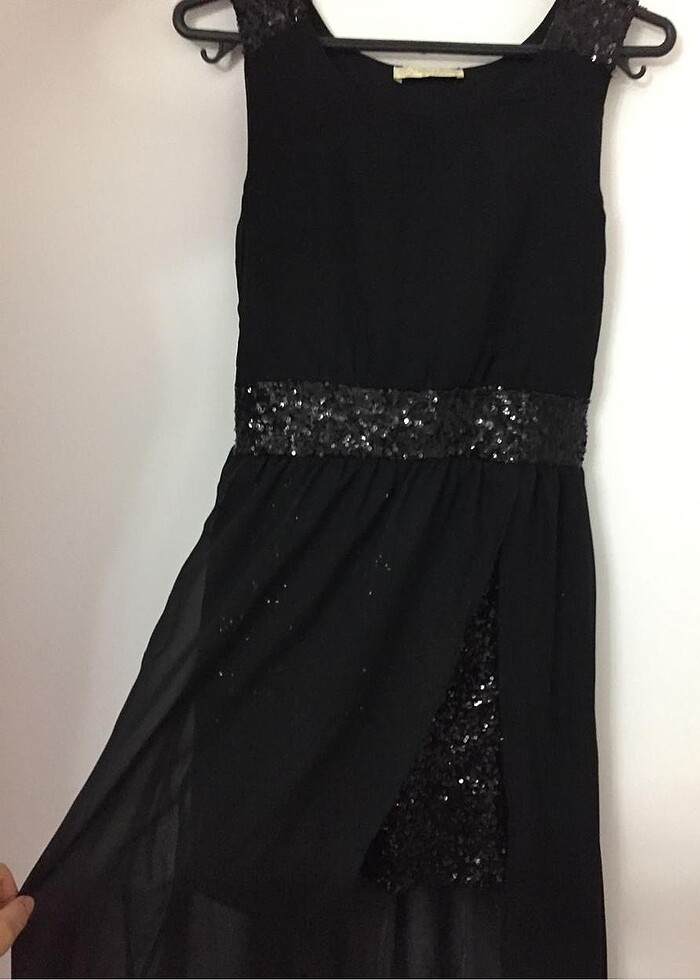 Siyah S/36 İçi Simli Şık Elbise - Görsel 2