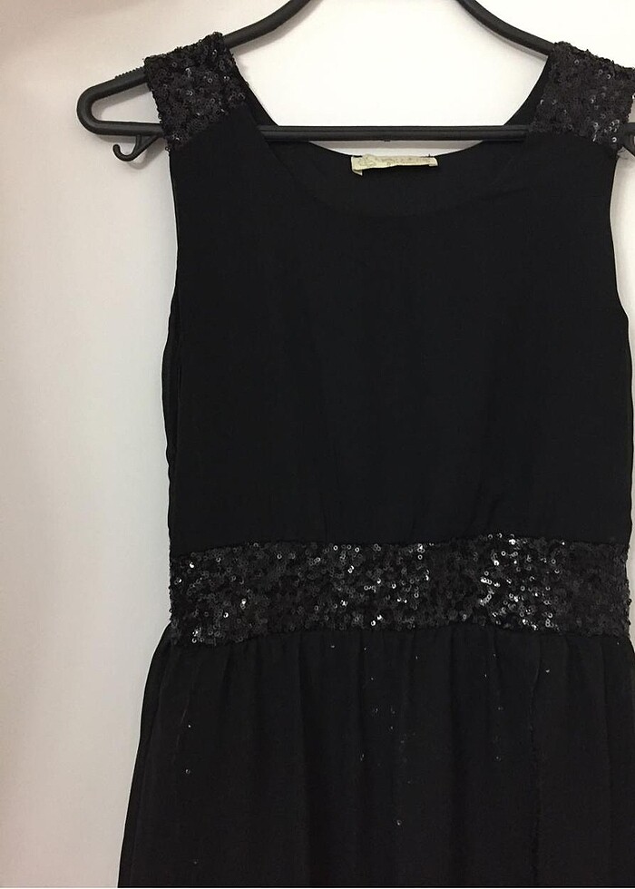 Siyah S/36 İçi Simli Şık Elbise - Görsel 3