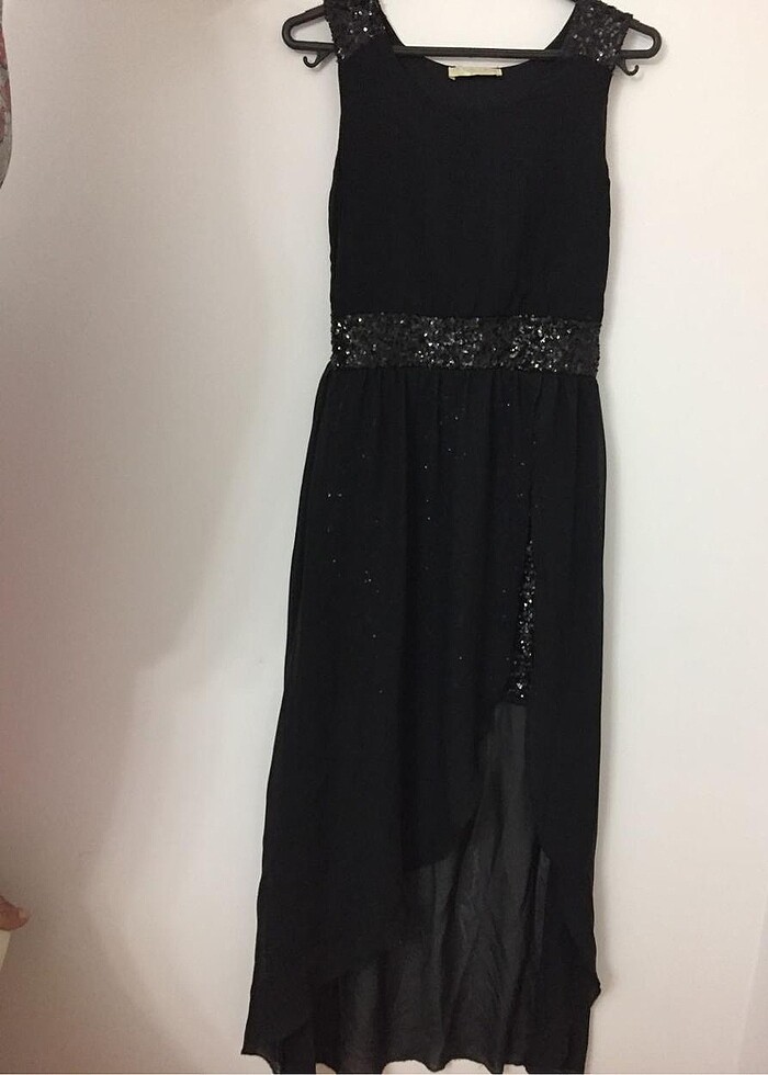 Siyah S/36 İçi Simli Şık Elbise - Görsel 4