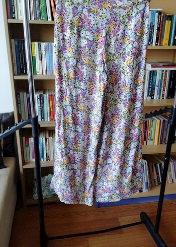 Bohem Çok Renkli Batik Desenli Uzun Kumaş Pantolon