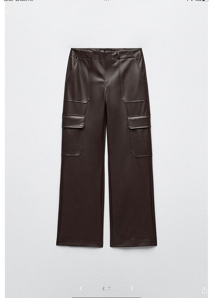 Zara Kahverengi Deri Pantolon - Görsel 2