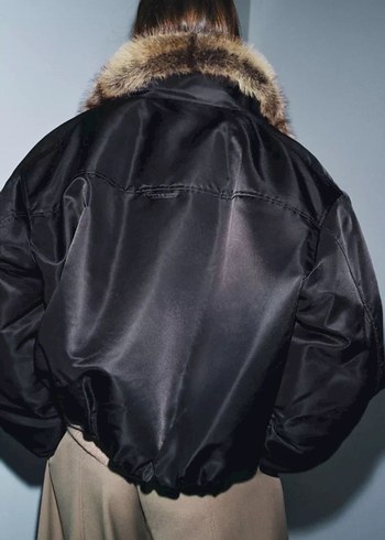 Kahverengi Yakalı Kadın Suni Kürk Midi Ceket - Görsel 3