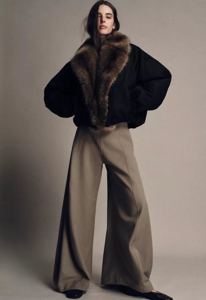 Kahverengi Yakalı Kadın Suni Kürk Midi Ceket - Görsel 2