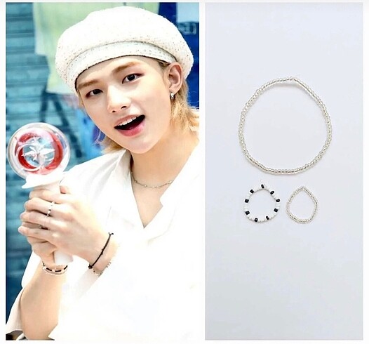 Kpop Stray Kids Hyunjin bileklik yüzük seti