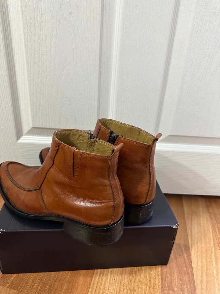 Klasik Kahverengi Deri Fermuarlı Erkek Bot - Görsel 4
