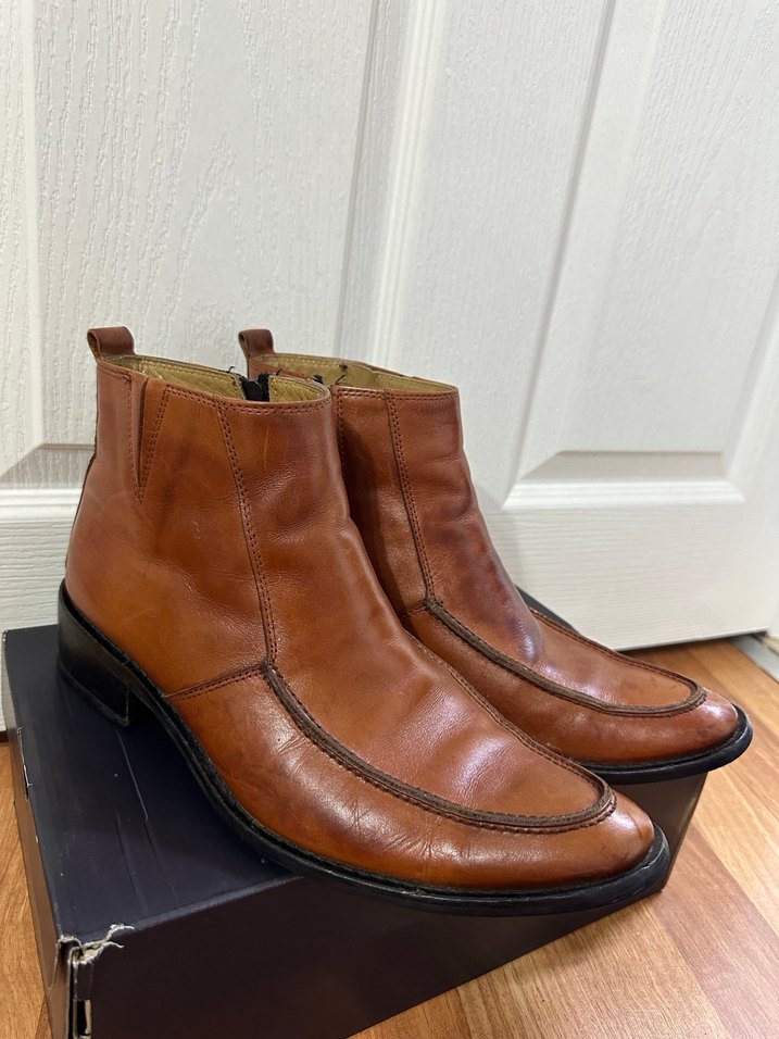 Klasik Kahverengi Deri Fermuarlı Erkek Bot - Görsel 2
