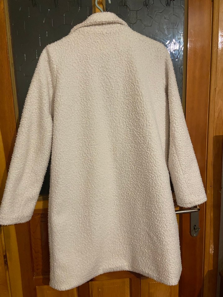 Beyaz Peluş Midi Kadın Kaban - Görsel 3