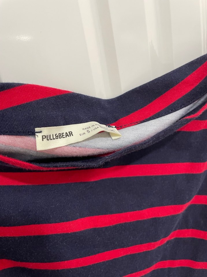 Kırmızı Çizgili kayık yaka bluz - Görsel 2