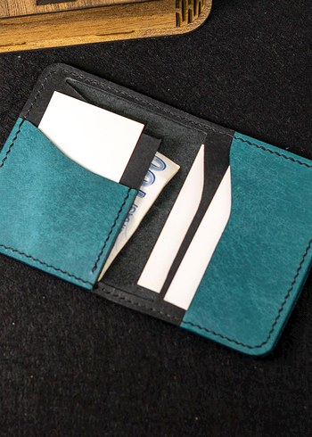 Turkuaz Minimalist Erkek Cüzdanı - Görsel 2