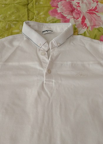 Düğmeli Beyaz Erkek Polo Tişört - Görsel 2