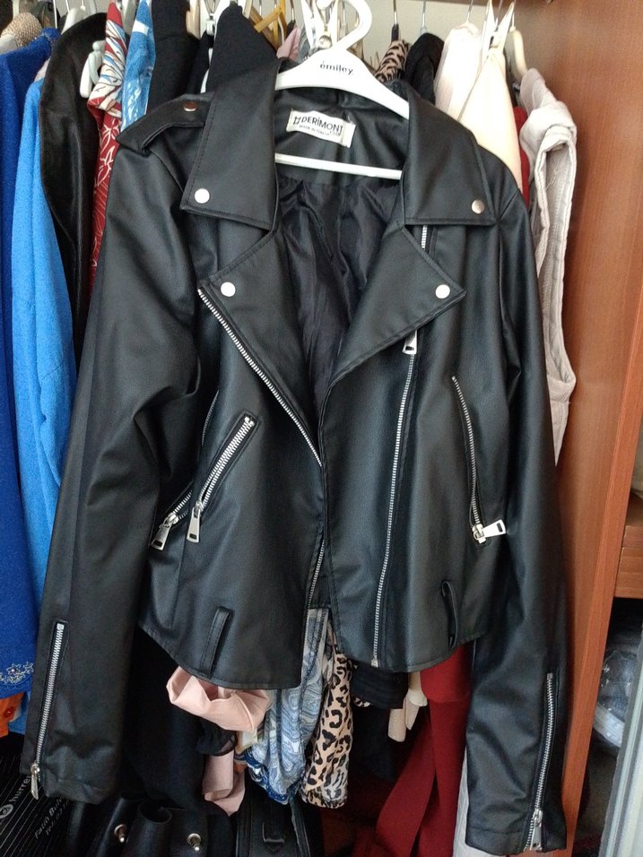 Siyah Deri Biker Ceket - Görsel 3