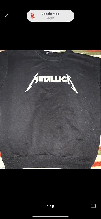 Meren kapüşonsuz siyah metalica sweat
