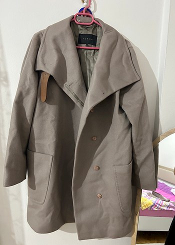 Bej Midi Kadın Trençkot, Kuşaklı, Salaş Kesim - Görsel 2