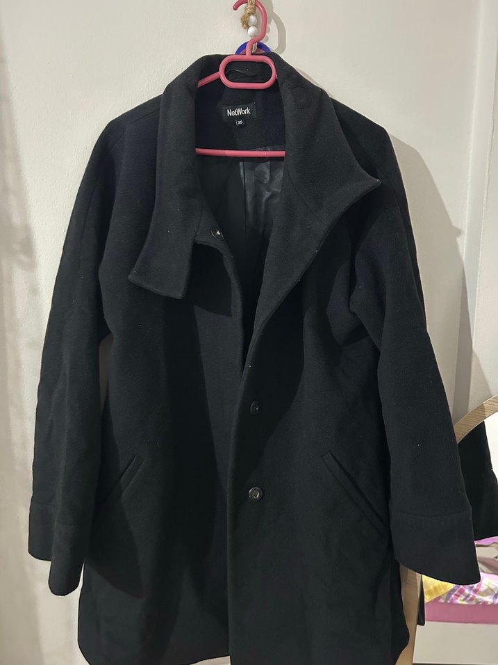 Kadın Siyah Midi Rahat Kesim Kaban - Görsel 2