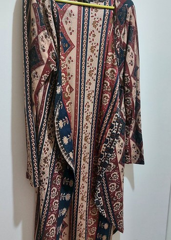 Diğer Bohem Desenli Uzun Kadın Kimono