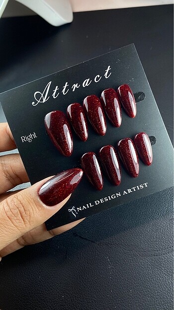 Simli koyu bordo~medium almond - Görsel 2