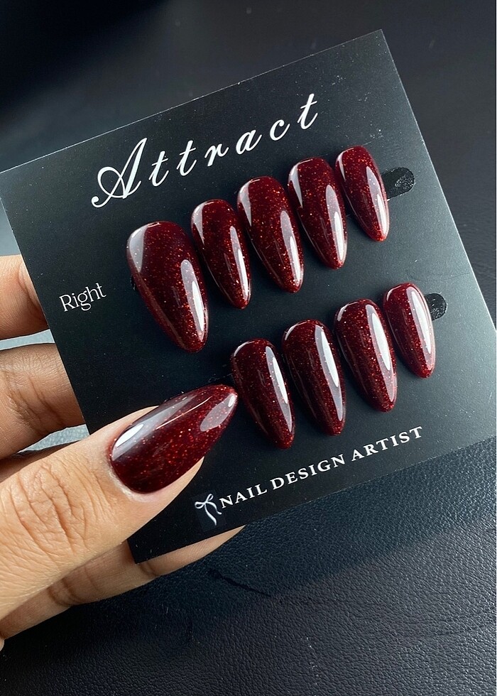 Simli koyu bordo~medium almond - Görsel 2