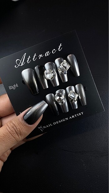 Silver-siyah ombre geçiş ~ medium coffin - Görsel 2