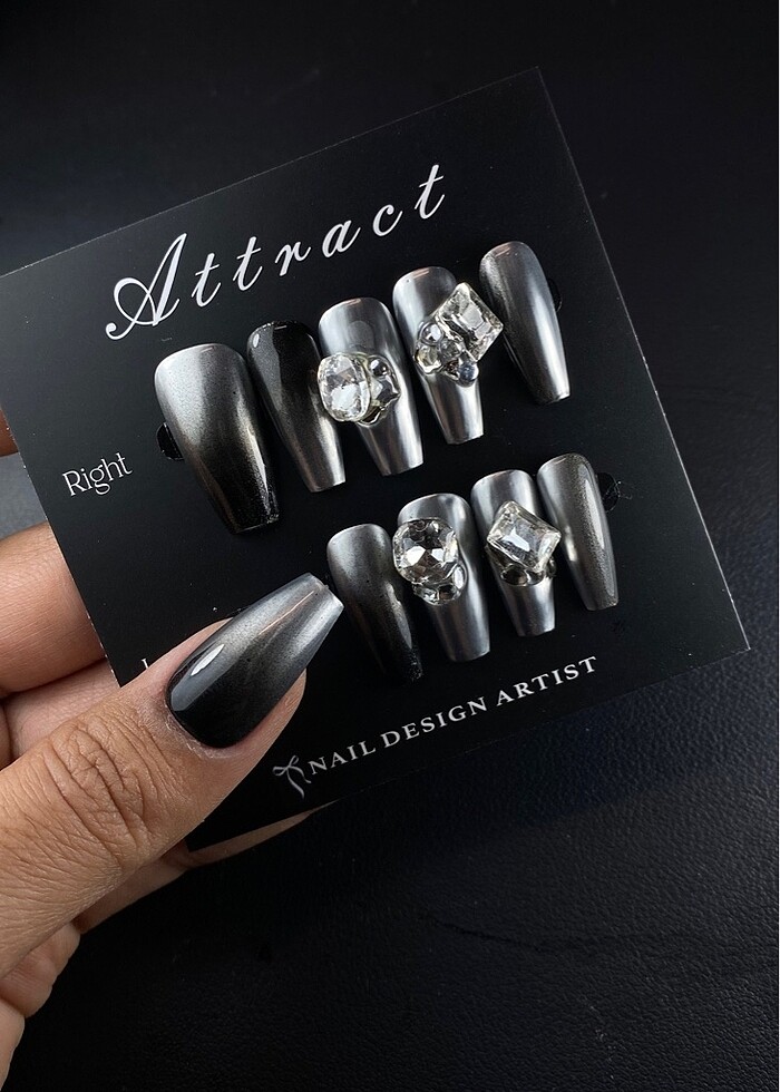 Silver-siyah ombre geçiş ~ medium coffin - Görsel 2