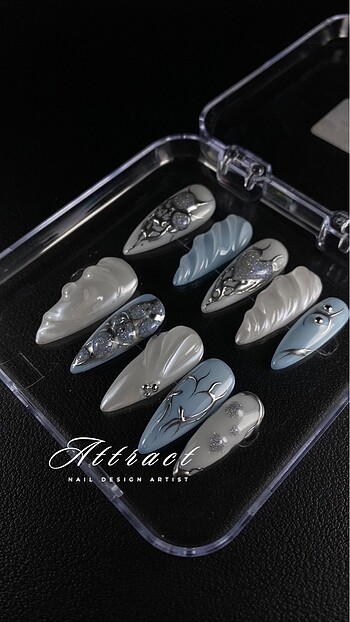 Short stiletto~ 3D turkuaz - Görsel 2