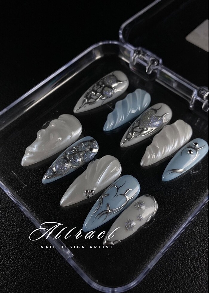 Short stiletto~ 3D turkuaz - Görsel 2