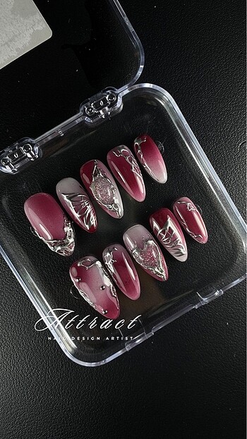 Bordo/Silver ~ medium almond - Görsel 2