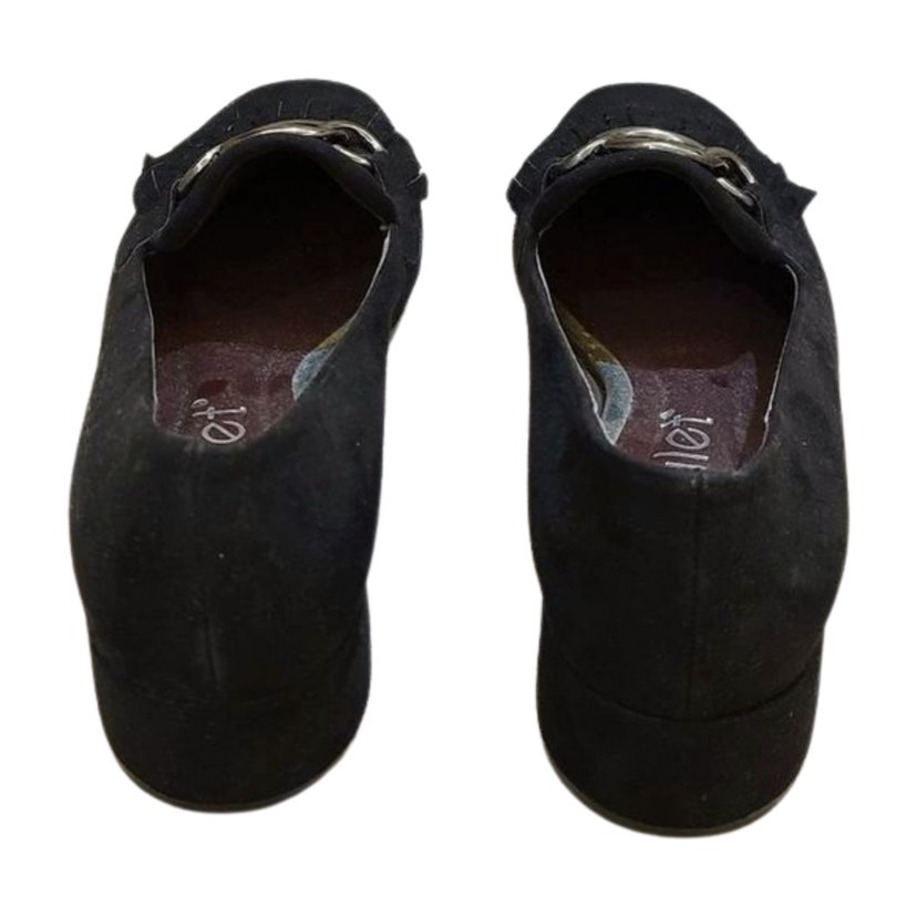 Siyah Süet Tokalı Kadın Topuklu Babet - Görsel 4