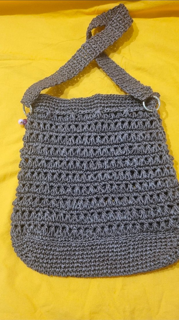 Gri Örgü Bohem Kadın Çanta - Görsel 2