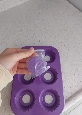 6 Gözlü Mor Donut Kek Kalıbı - Görsel 3