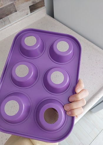 6 Gözlü Mor Donut Kek Kalıbı - Görsel 2