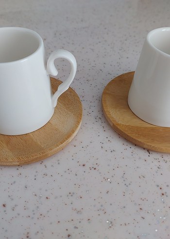 Beyaz Pastel Renkli porselen ikili Fincan - Görsel 2