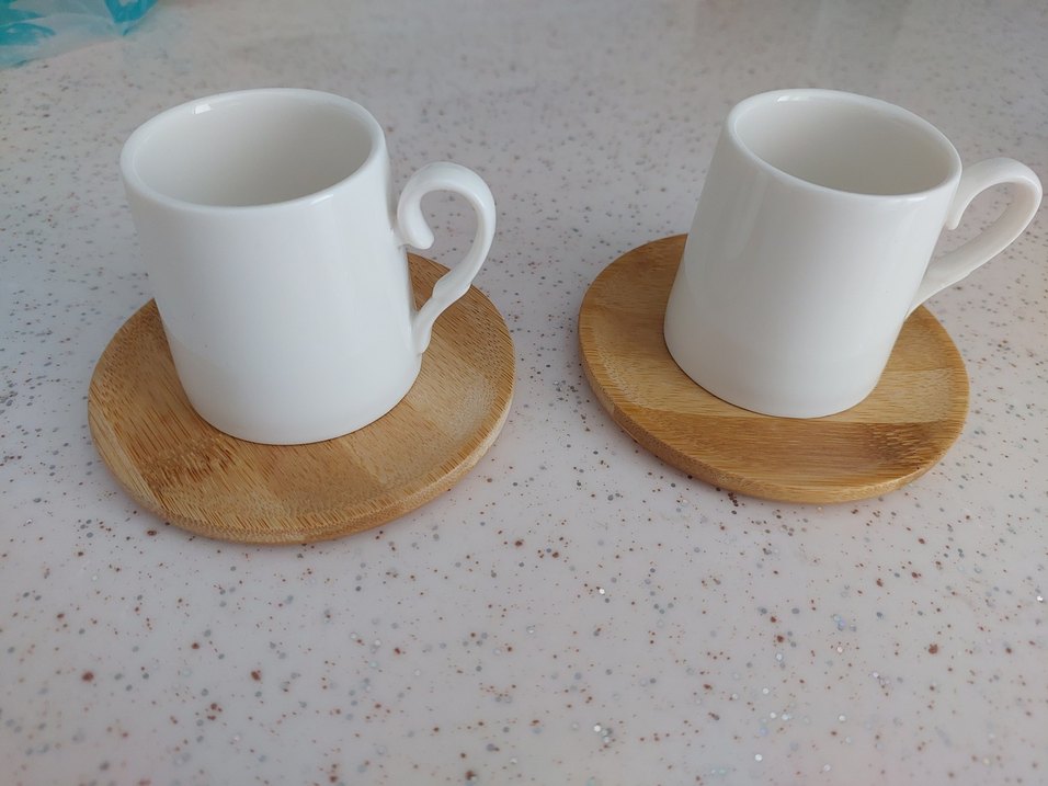 Beyaz Pastel Renkli porselen ikili Fincan - Görsel 2