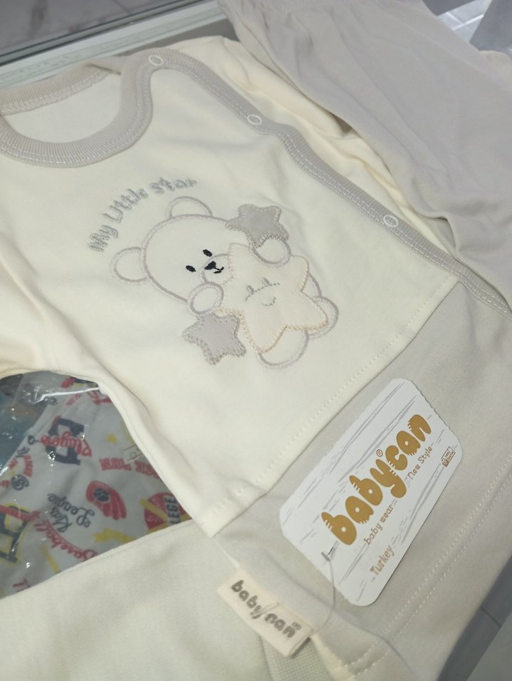 Bebek Erkek Gri Beyaz Uzun Kollu Hastane çıkışı - Görsel 3