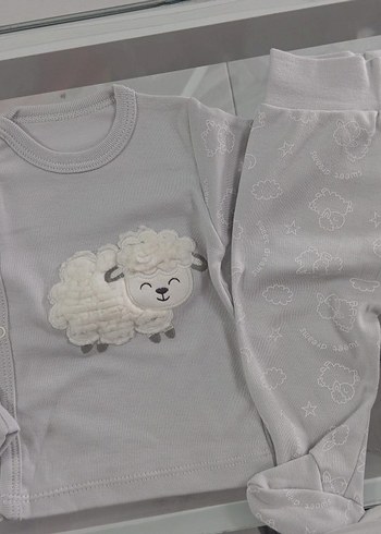 Gri Nakışlı Pamuklu Bebek Erkek Kıyafet Seti - Görsel 5