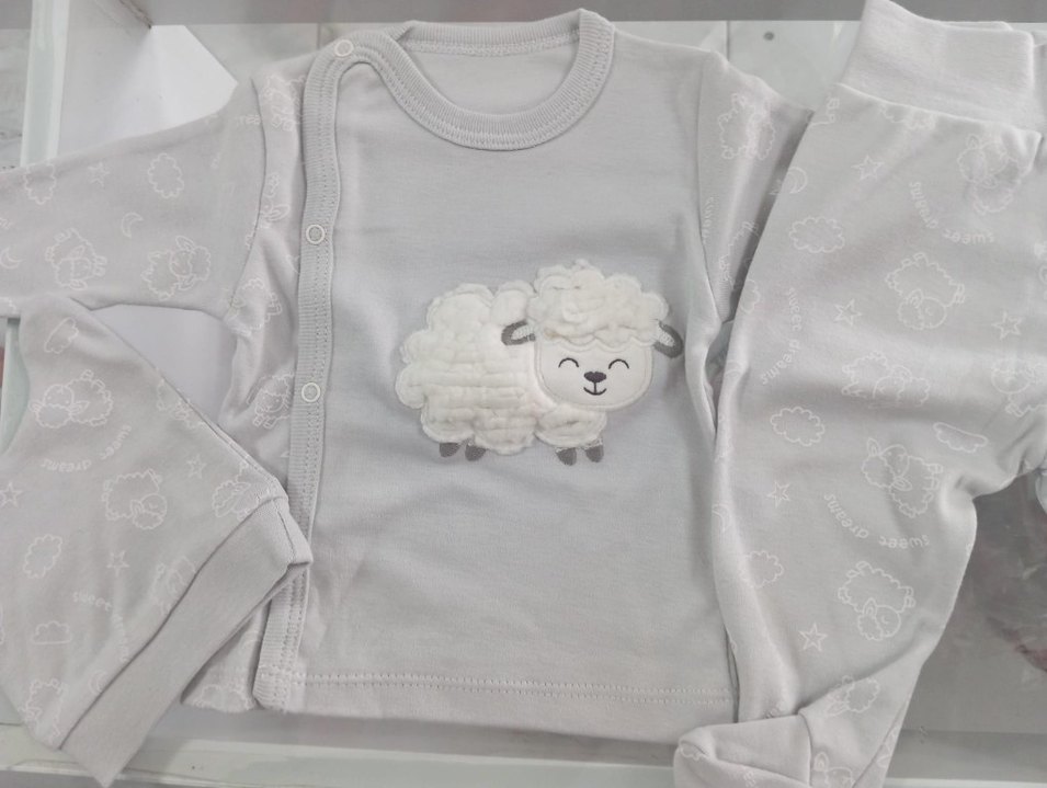 Gri Nakışlı Pamuklu Bebek Erkek Kıyafet Seti - Görsel 4