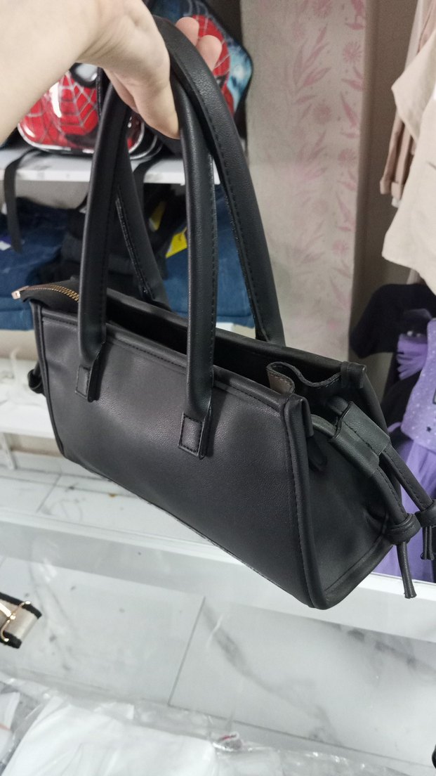 Kemer Detaylı Siyah Deri Punk Çanta - Görsel 3