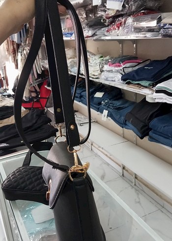 Siyah Deri Tokalı Kadın Çanta - Görsel 5