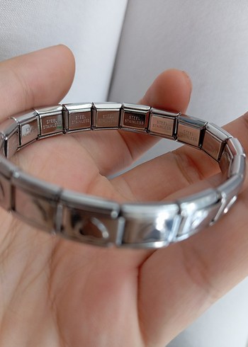 Gri Klasik Kalp Desenli Çelik Bileklik - Görsel 7