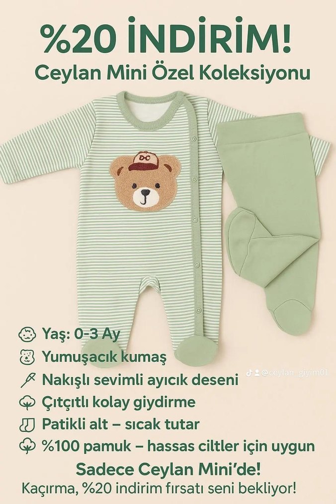 3'lü Bebek takımı hastane çıkışı zıbın takımı - Görsel 2