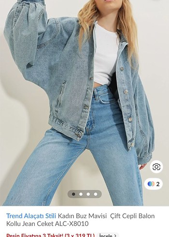Trendyol & Milla Gri Mavi Düğmeli Kadın Denim Ceket