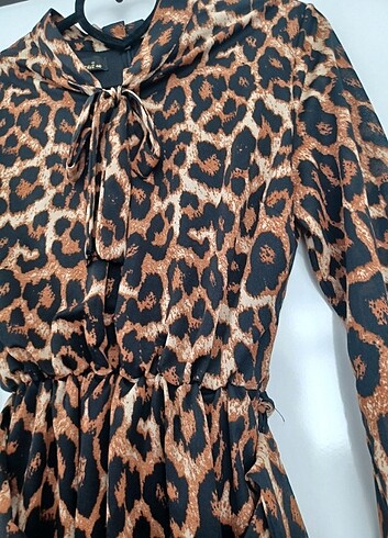 40 Beden Bayan leopar elbise